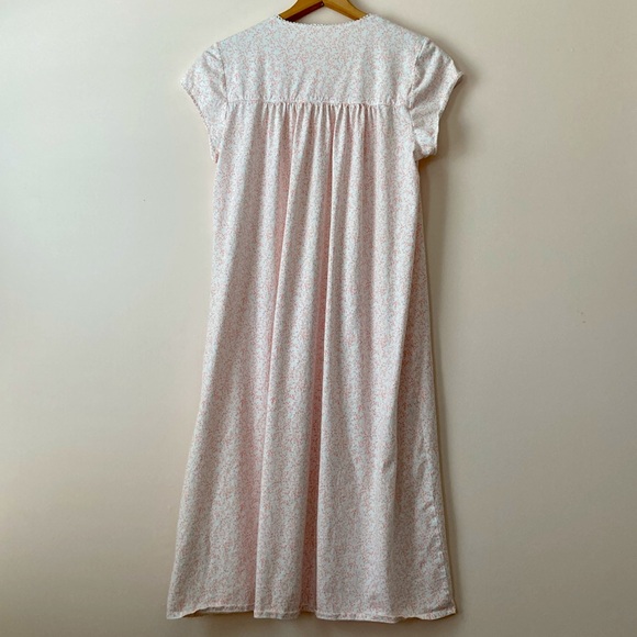 Eileen West Pink Ditsy Floral Lace Cottagecore Pima Cotton Nightgown Size Medium - Picture 4 of 5